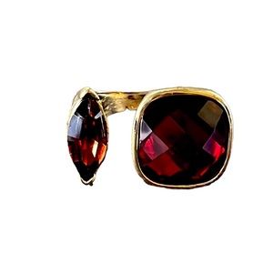 Asymmetrical Cushion Cut - Ruby Color Gem Ring